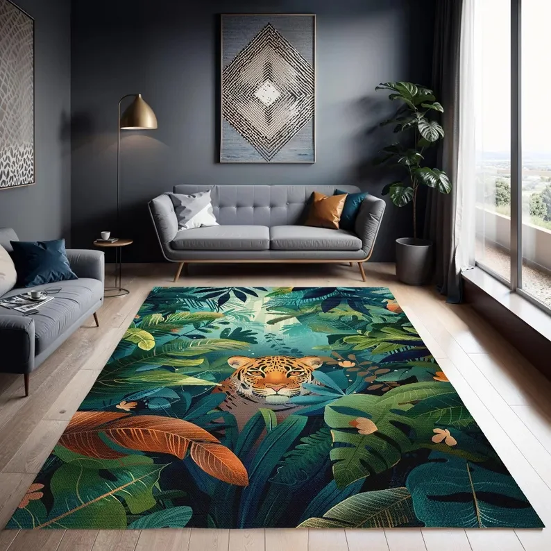 Home Art Textiles - 타이거 키즈 아레아 러그 정글 트로피컬
