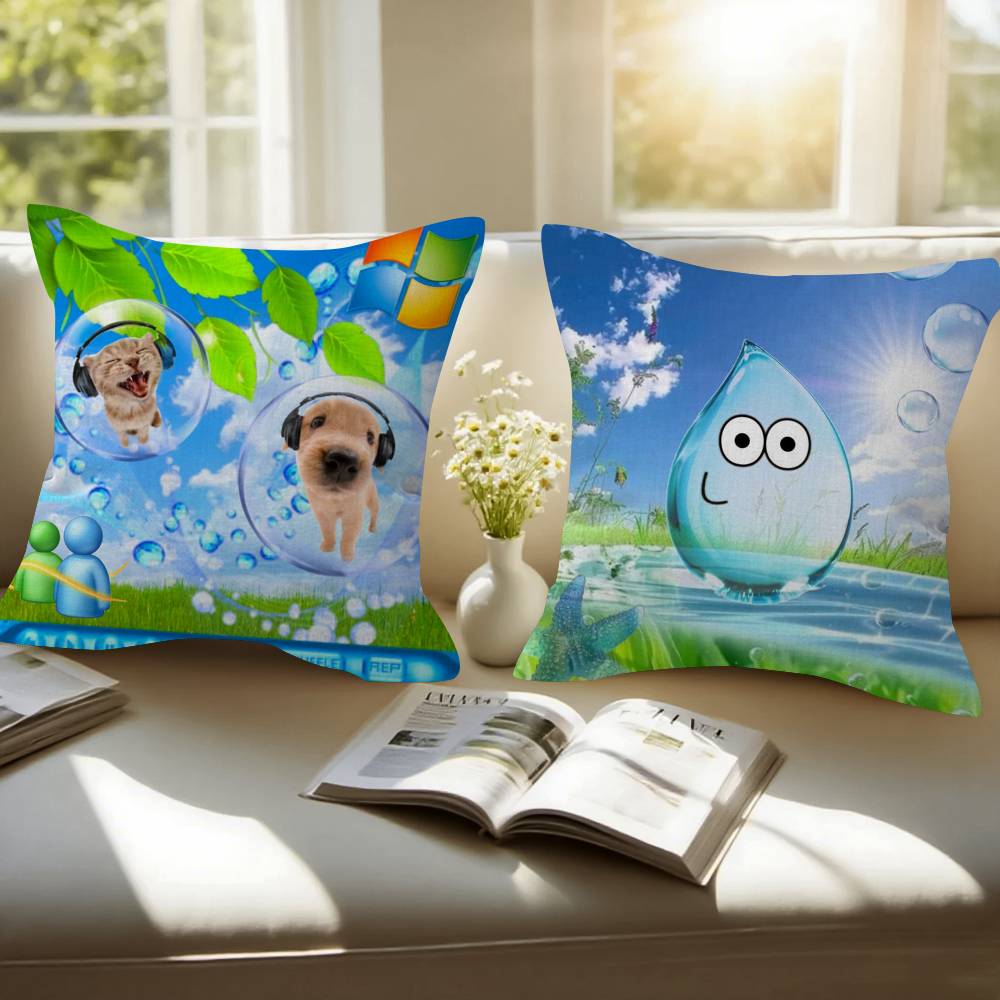 Frutiger Aero Art 쿠션 베개 커버 툰 선 - Home Art Textiles 리뷰 및 가격