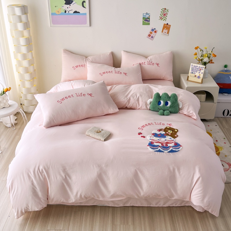 4PC 세탁된 면 수건 세트 수 놓은 올 시즌 침대 목 - Home Textiles Towel Set 리뷰 및 가격