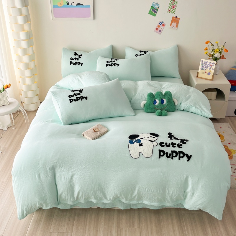 4PC 세탁된 면 수건 세트 수 놓은 올 시즌 침대 목 - Home Textiles Towel Set 리뷰 및 가격