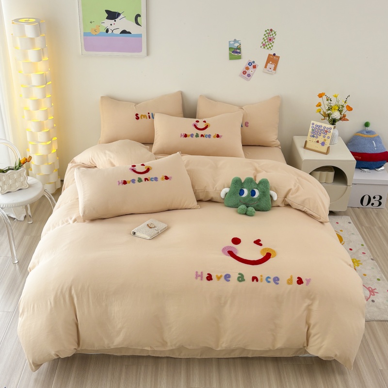 4PC 세탁된 면 수건 세트 수 놓은 올 시즌 침대 목 - Home Textiles Towel Set 리뷰 및 가격