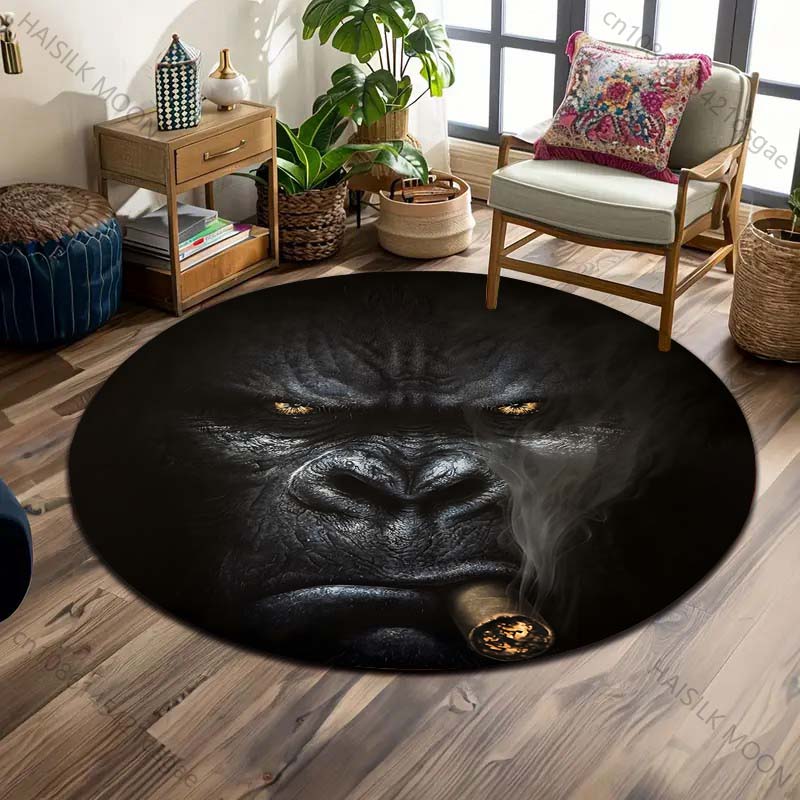 다양한 크기 고릴라 흡연 예술 프린트 원형 카펫 거실  - Home Art Textiles 리뷰 및 가격