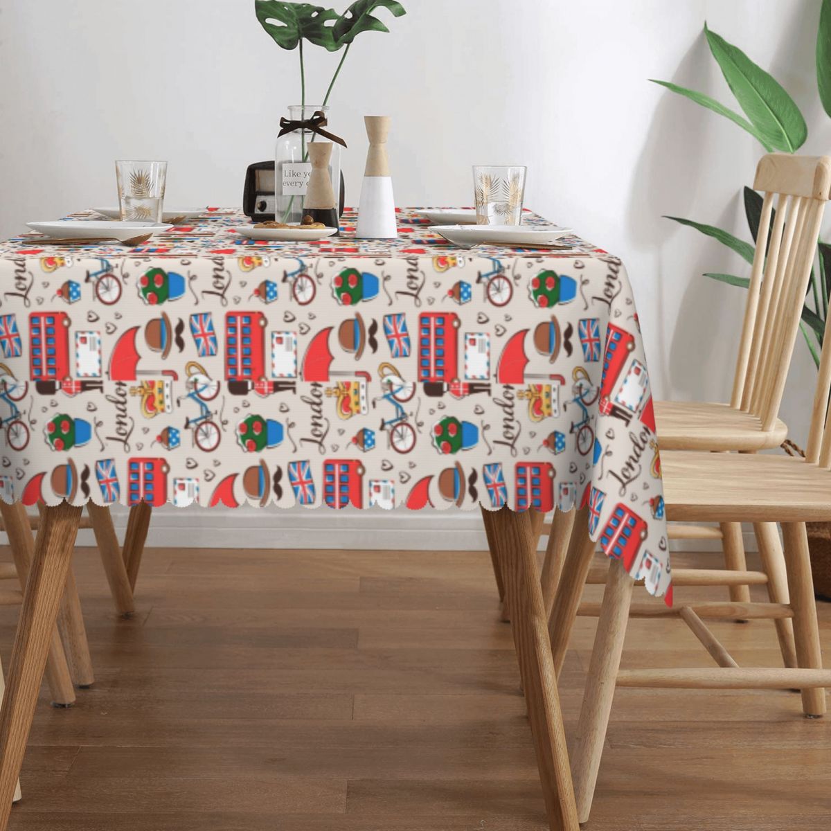 런던 패턴 직사각형 식탁보, 방수 테이블 천, 영국 국 - Home Textiles Uk 리뷰 및 가격