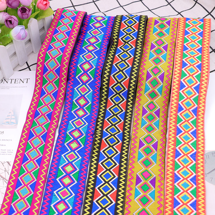 5 야드 크로스 스티치 자수 자카드 웨빙 레이스 트림  - Home Textiles India 리뷰 및 가격