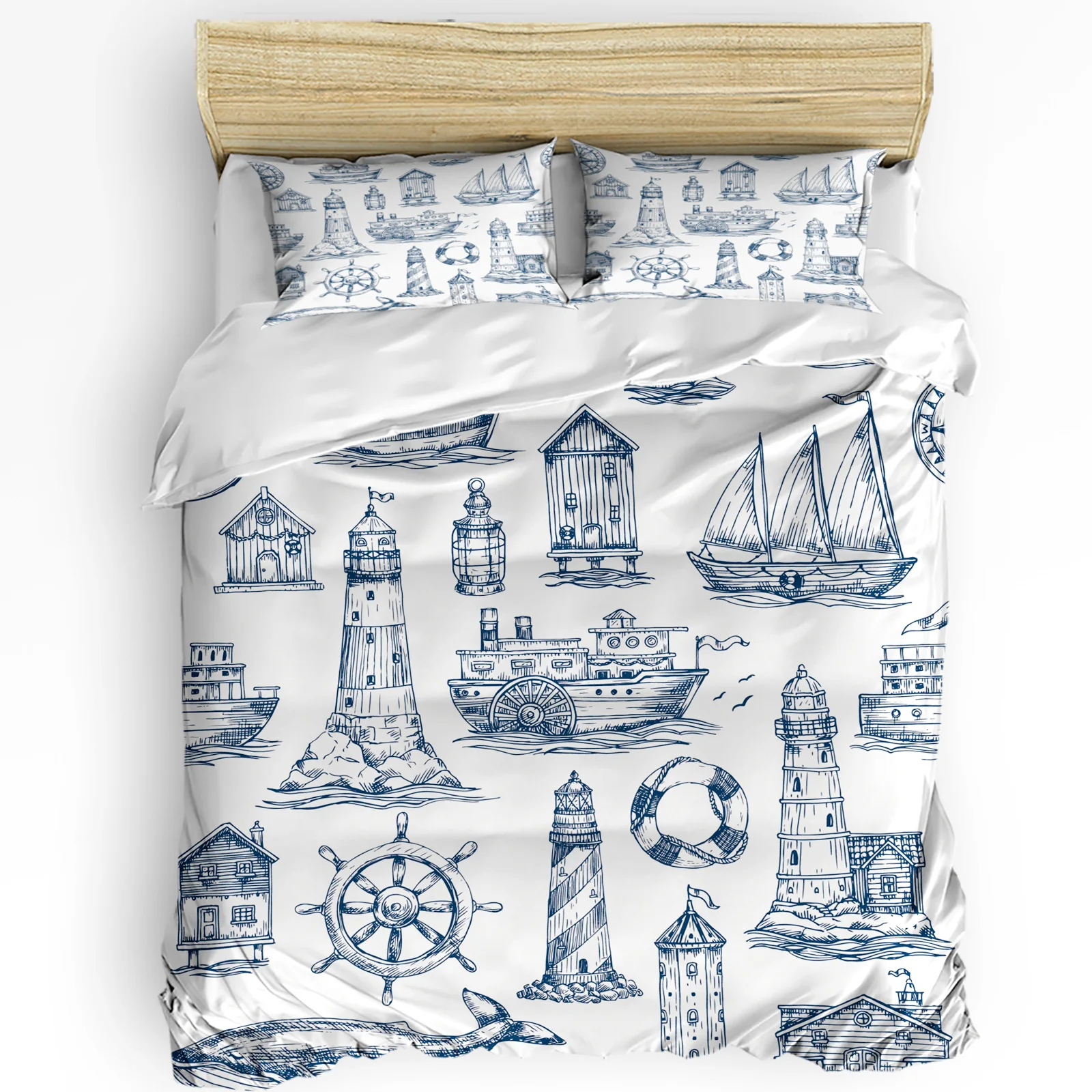해상 앵커 선박 등대 고래 아트 3pcs 침구 세트 더 - Home Art Textiles 리뷰 및 가격
