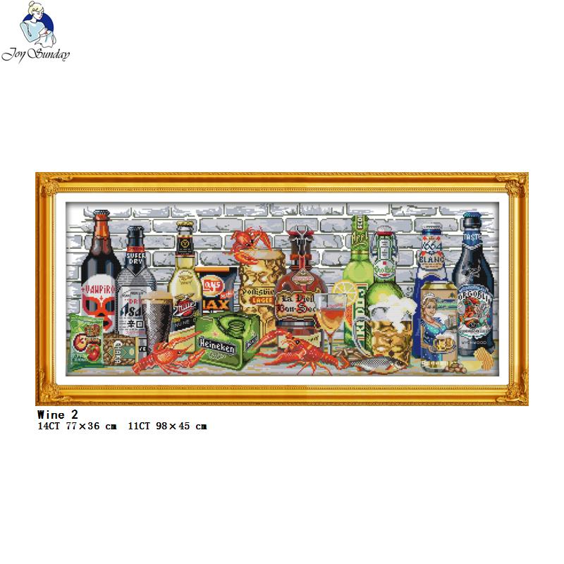 와인 및 병 컬렉션 인쇄 크로스 스티치 키트 14CT  - Home Textiles Discount 리뷰 및 가격
