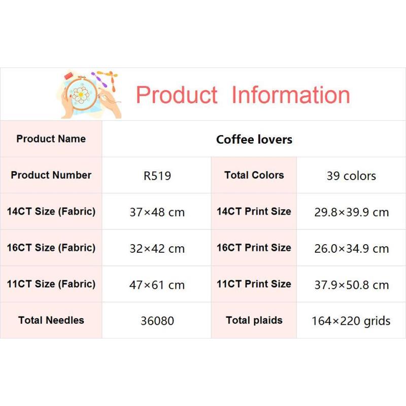 카페 커플 예술적 피규어 크로스 스티치 키트, Aida - Home Textiles Discount 리뷰 및 가격