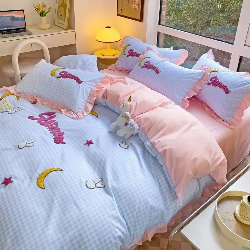 레이스 이불 커버, 침대 시트, 세탁 코튼 4 개 세트 - Home Textiles Towel Set 리뷰 및 가격
