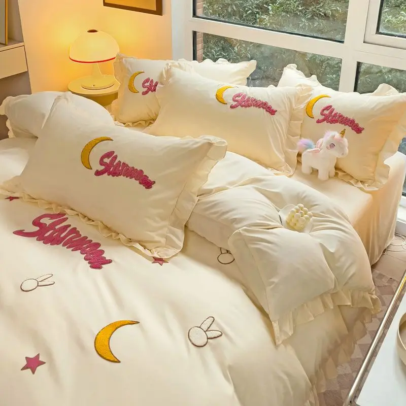 레이스 이불 커버, 침대 시트, 세탁 코튼 4 개 세트 - Home Textiles Towel Set 리뷰 및 가격