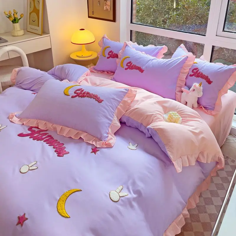레이스 이불 커버, 침대 시트, 세탁 코튼 4 개 세트 - Home Textiles Towel Set 리뷰 및 가격