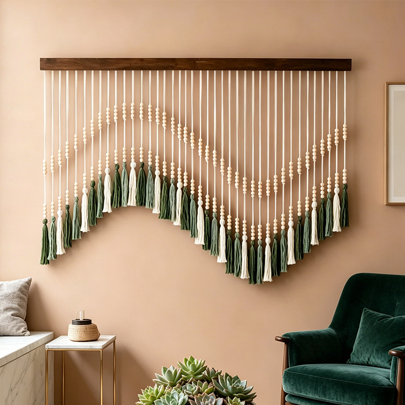 보헤미안 수제 면로프 벽걸이, 마크라메 침실 태피스트리 - Home Art Textiles 리뷰 및 가격